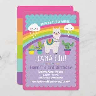 Invitations pour la fête d'anniversaire de Llama F
