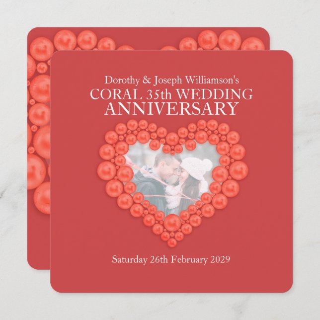 Invitations pour la fête d'anniversaire de mariage (Devant / Derrière)