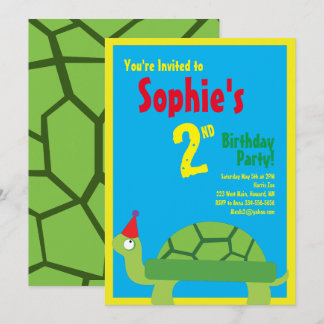 Invitations pour la fête d'anniversaire de Turtle