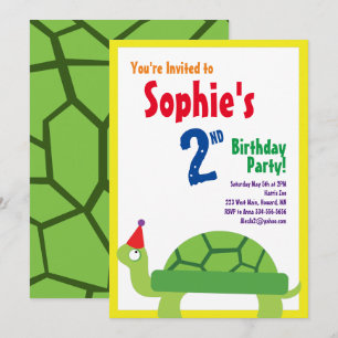 Invitations pour la fête d'anniversaire de Turtle