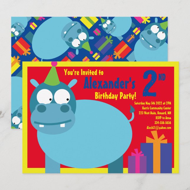 Invitations pour la fête d'anniversaire des enfant (Devant / Derrière)