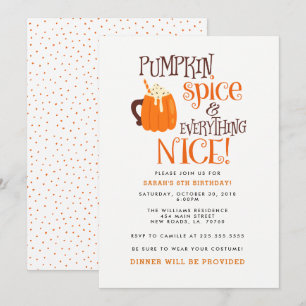 Invitations pour la fête d'anniversaire des épices