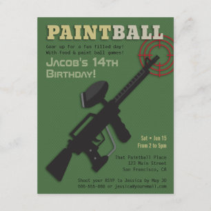 Invitations pour la fête d'anniversaire du Paintba