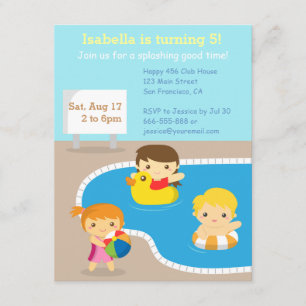 Invitations pour la fête de la piscine d'été color