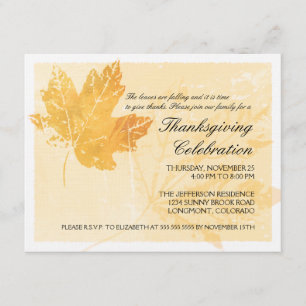 Invitations pour la fête de Thanksgiving de l'empr