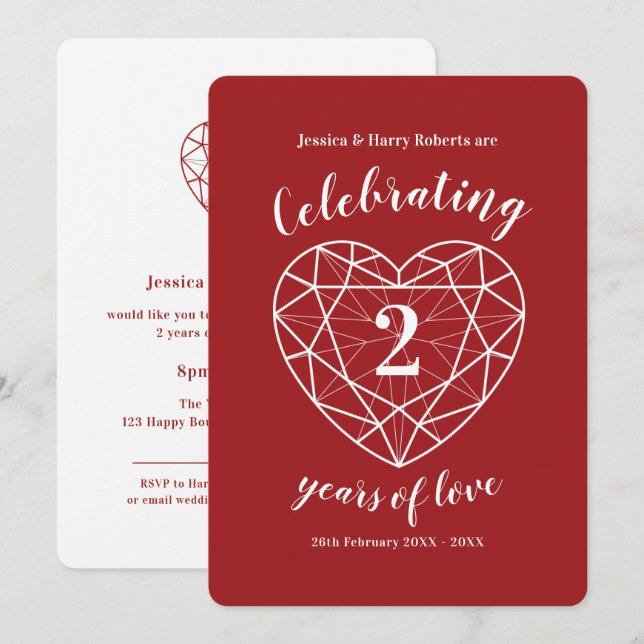 Invitations pour la fête du 2e anniversaire de mar (Devant / Derrière)