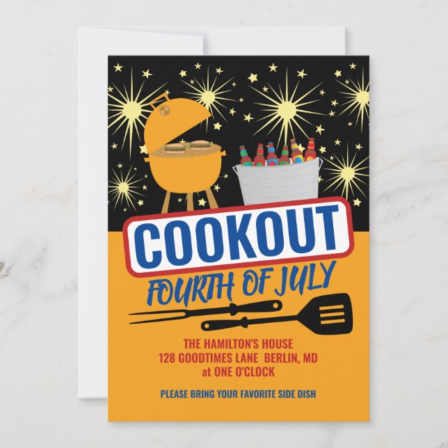 Invitations pour la fête du 4 juillet au barbecue (Devant)