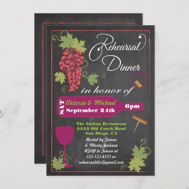 Invitations pour la répétition des vins de tableau (Devant / Derrière)
