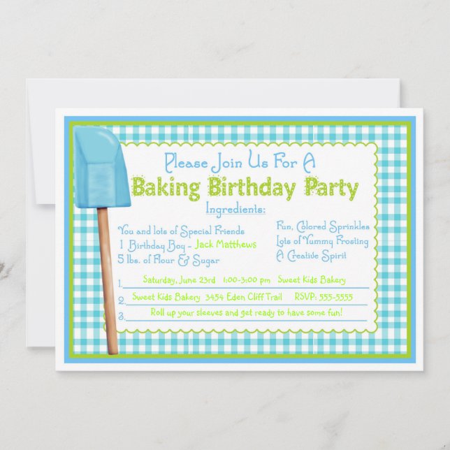 Invitations pour l'anniversaire de cuisine (Devant)