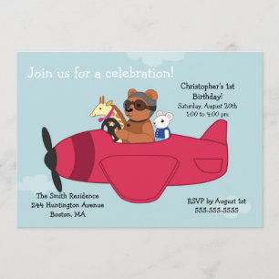 Invitations pour l'anniversaire de Cute Toy Plane