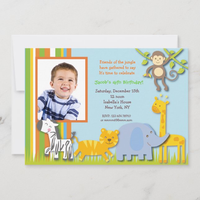 Invitations pour l'anniversaire de Jungle Safari p (Devant)