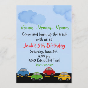 Invitations pour l'anniversaire de la voiture de c