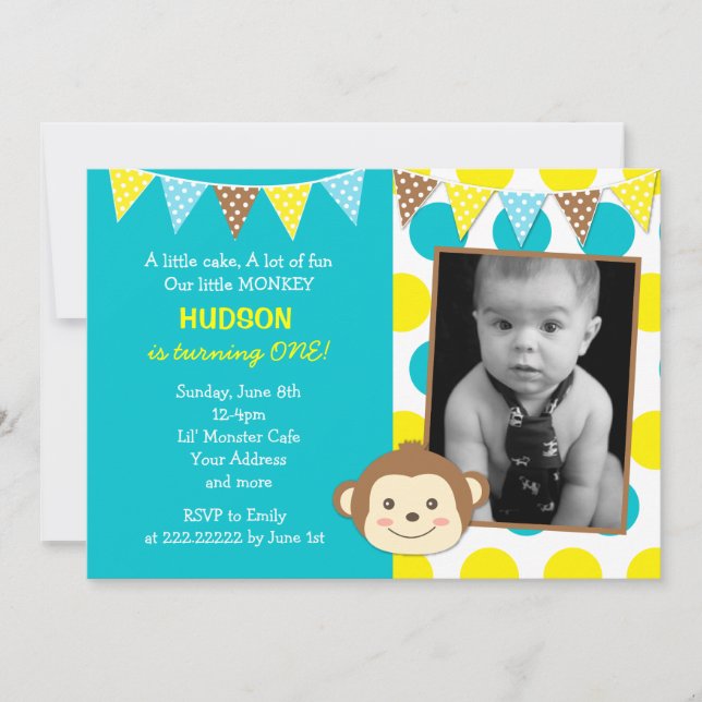 Invitations pour l'anniversaire de Mod Monkey Boy  (Devant)