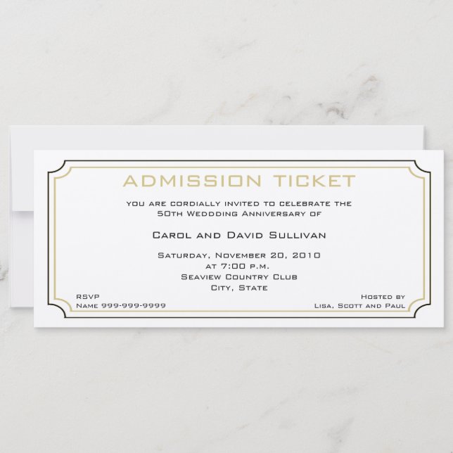 Invitations pour l'anniversaire d'or (Devant)