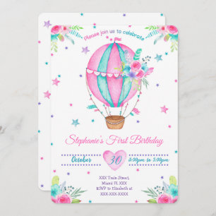 Invitations pour l'anniversaire du ballon aérien