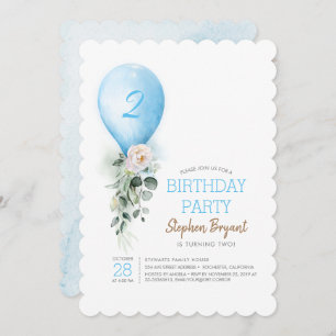 Invitations pour l'anniversaire du Ballons bleu