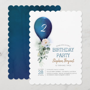 Invitations pour l'anniversaire du Ballons bleu de