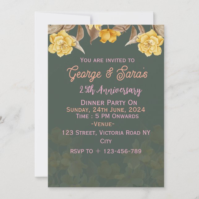Invitations pour l'anniversaire du mariage (Devant)