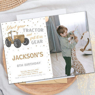Invitations pour l'anniversaire du tracteur Brown