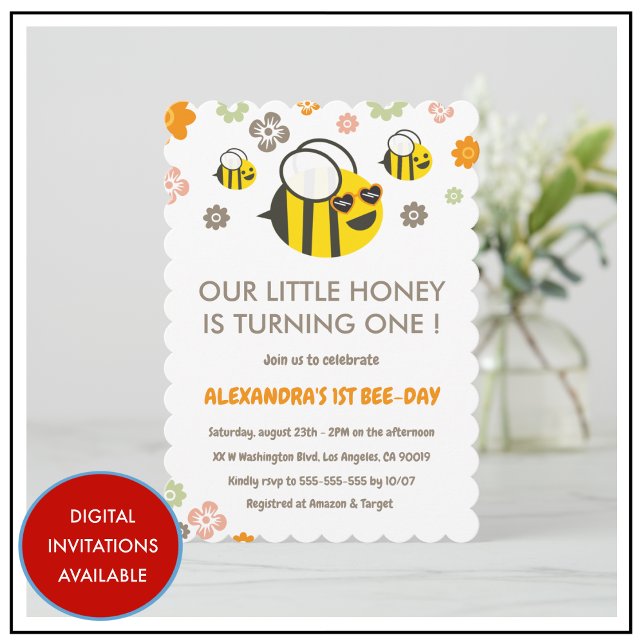 invitations pour le 1er jour de l'abeille Notre pe (1st bee day invitations Our little honey)