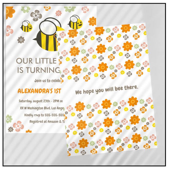 invitations pour le 1er jour de l'abeille Notre pe (Bee-1st-birthday-invitations-Our-little-honey-Cute-6)