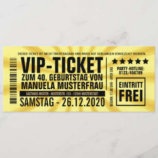 Invitations pour le 40e anniversaire (“VIP”)