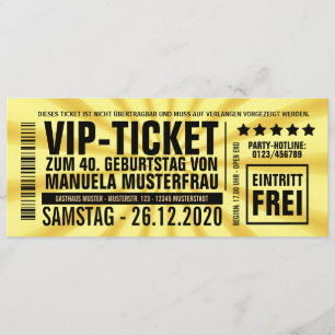 Invitations pour le 40ème anniversaire (“VIP”)