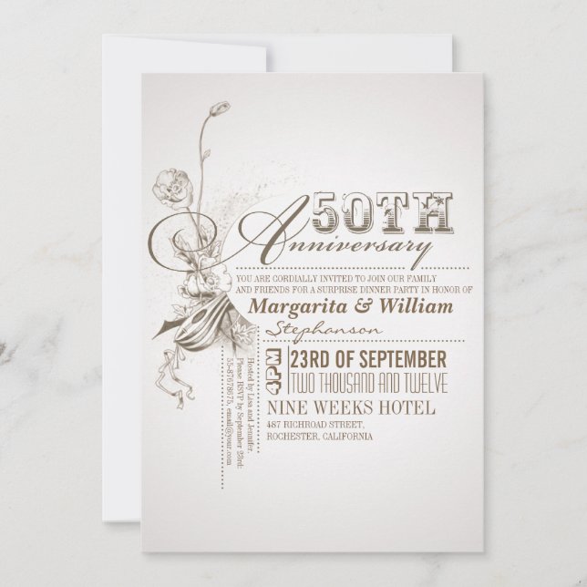 invitations pour le 50e anniversaire avec une bell (Devant)