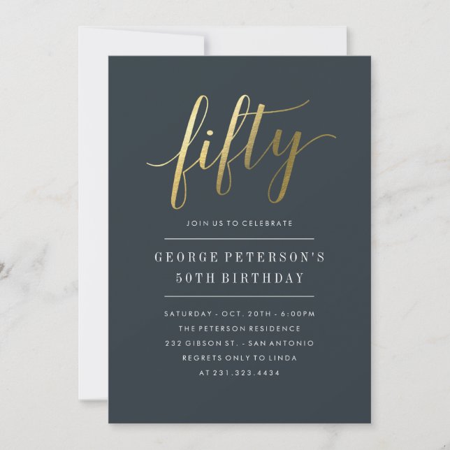 Invitations pour le 50e anniversaire - Formal Faux (Devant)