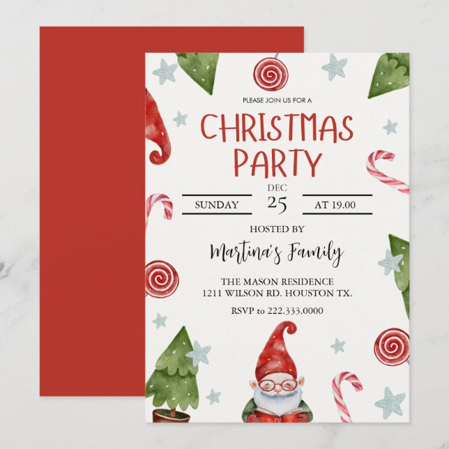 Invitations pour le déjeuner de Noël (Devant / Derrière)