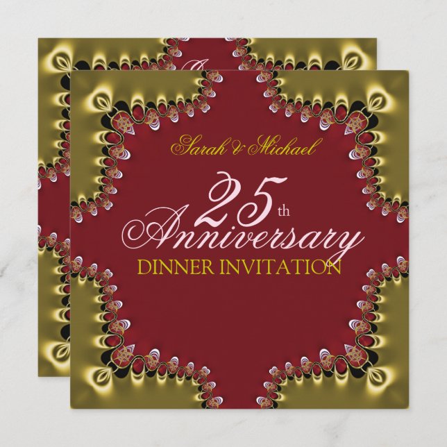 Invitations pour le dîner d'anniversaire des 25 an (Devant / Derrière)