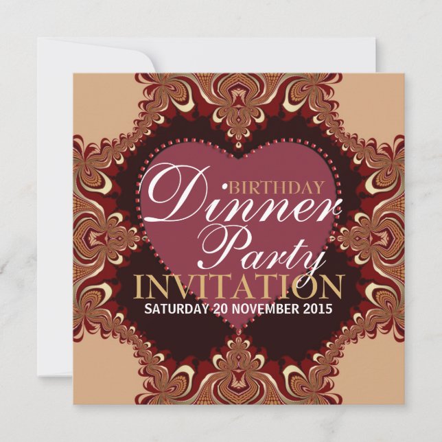 Invitations pour le dîner d'anniversaire en bohème (Devant)