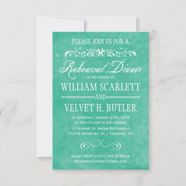 Invitations pour le dîner de répétition d'aquarell (Devant)