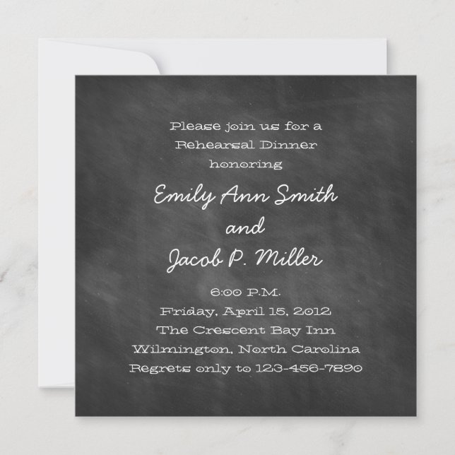 Invitations pour le dîner de répétition en tableau (Devant)