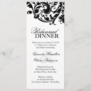 Invitations pour le dîner de répétition noir et bl