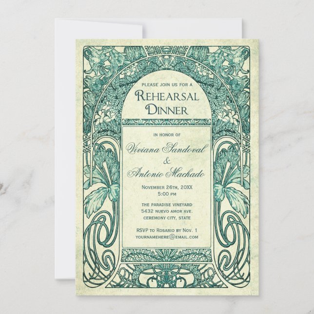 Invitations pour le dîner de répétition Vintage Tu (Devant)