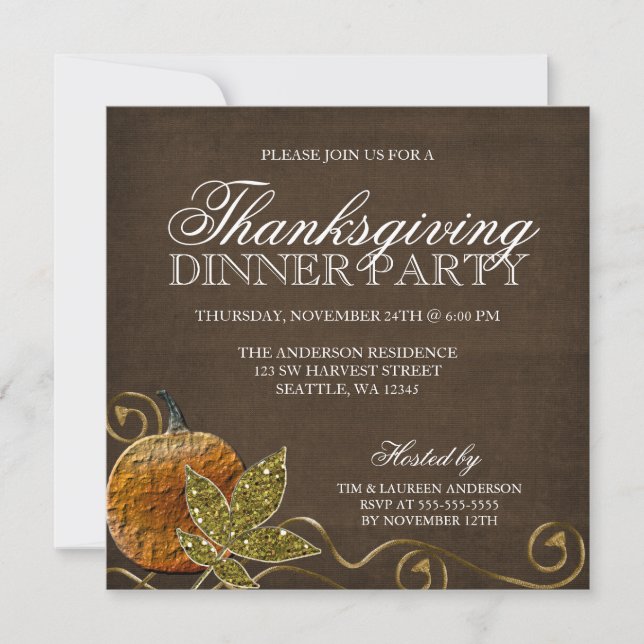 Invitations pour le dîner de Thanksgiving (Devant)
