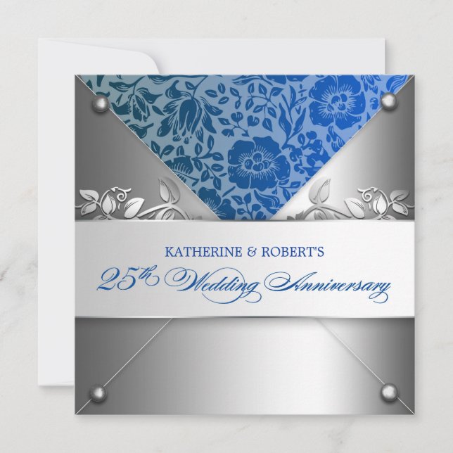 invitations pour les 25 ans de mariage en argent (Devant)