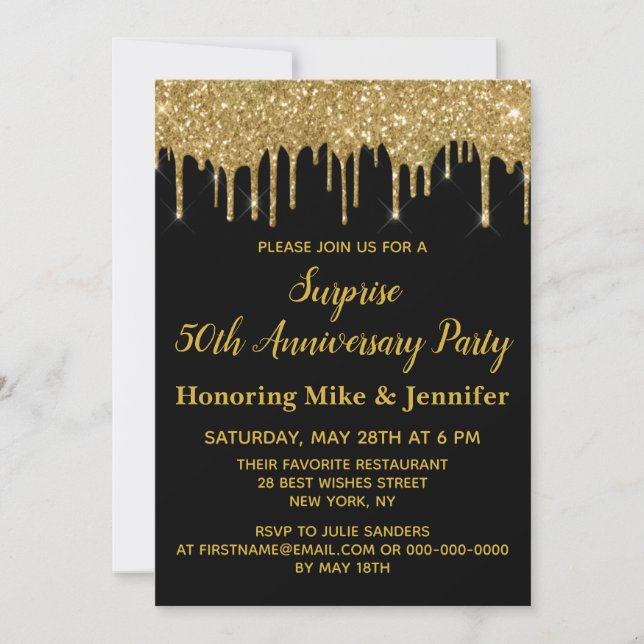 Invitations pour les 50 ans de mariage Surprise Pa (Devant)