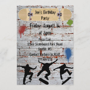 Invitations pour les fêtes d'anniversaire de skate