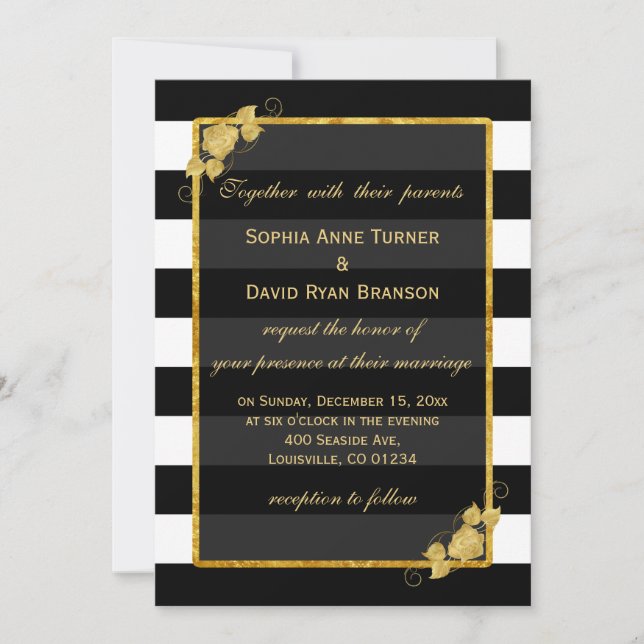 Invitations pour mariages | Bandes noires à huile  (Devant)