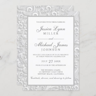 Invitations pour mariages   Design 3D blanc gris é