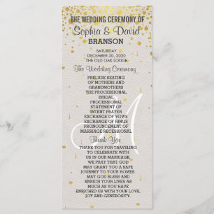 Invitations pour mariages   Gold Confetti Programm