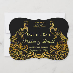 Invitations pour mariages   Gold Peacock ENREGISTR