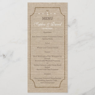Invitations pour mariages Menu Mason Jar Linen C