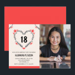 Invitations pour son 18e anniversaire de coeur flo<br><div class="desc">Invitations à 18e anniversaire pour ses Flowers Heart moderne</div>