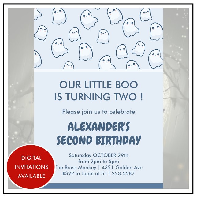 invitations pour un 2ème anniversaire Halloween de (halloween-2nd-birthday-invitation-spooktacular-cute-1)