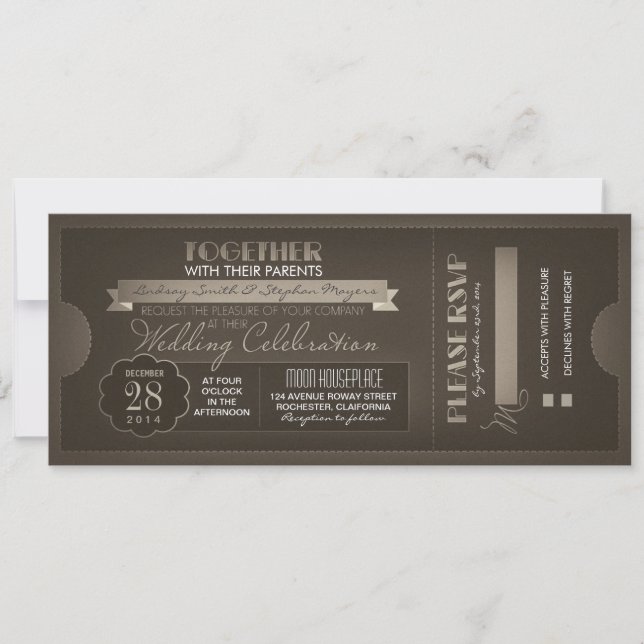 invitations pour un billet de mariage vintage (Devant)