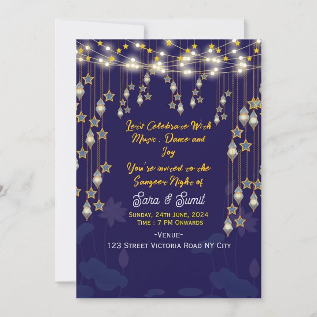 Invitations pour une soirée de Sangeet numérique  (Devant)
