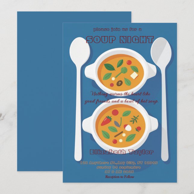 Invitations pour une Soirée de Soupe (Devant / Derrière)